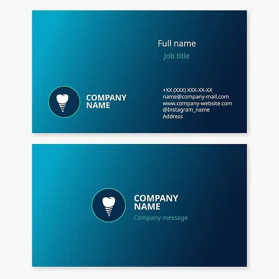 Business card template. Dentistry. Tooth, dental implants.