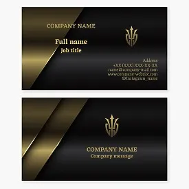 Business card template. Abstract. Trident, shield. Security agency.