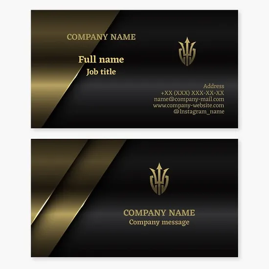 Business card template. Abstract. Trident, shield. Security agency.