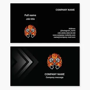 Automotive business card template with Piston logo. Car and motorcycle repair.