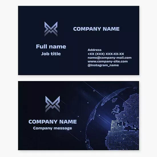 Business card template. Abstract. Company with a global sales network. Letter X.
