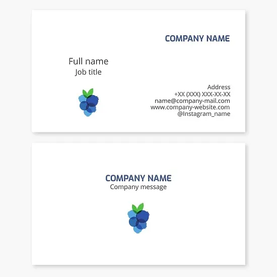 Business card template. Berries. Blueberry.