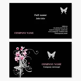 Business card template. Butterfly, flower. Beauty.