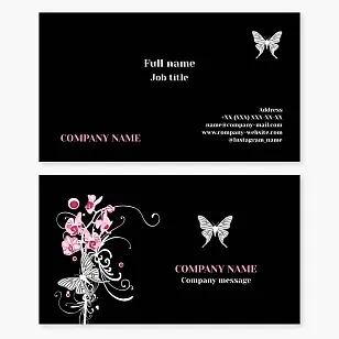 Business card template. Butterfly, flower. Beauty.