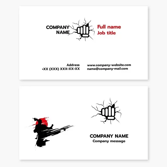 Martial arts business card template. Karate.