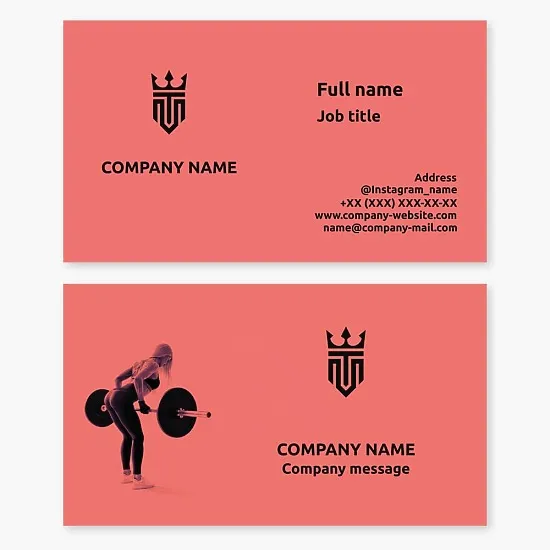 Fitness business card template. Letters T and M.