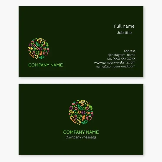 Fruits and Vegetables Business Card Template. Farm. Agrofirm.