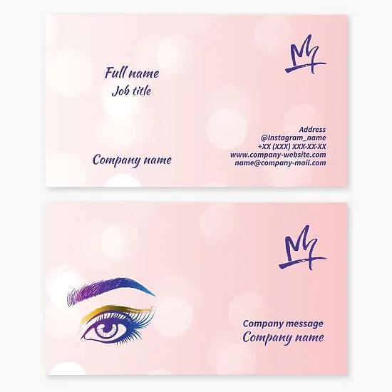 Beauty salon business card template. Makeup.