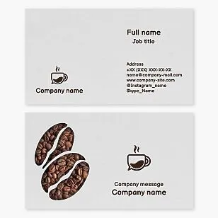 Business card template. Cafe. Coffee beans. Dialogue.