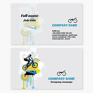 Business card template. Bicycles. Letter N.