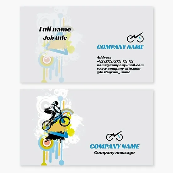 Business card template. Bicycles. Letter N.