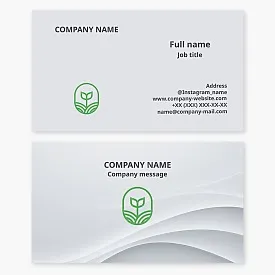 A simple, modern business card template for agriculture. Plant growing.