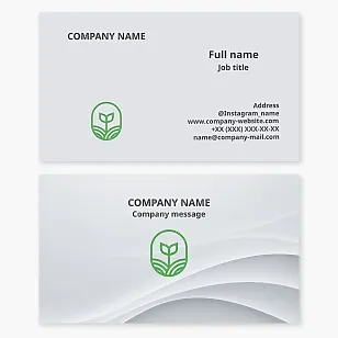 A simple, modern business card template for agriculture. Plant growing.