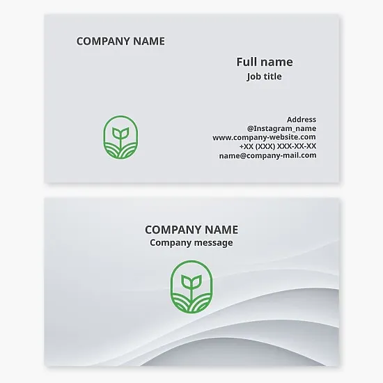 A simple, modern business card template for agriculture. Plant growing.