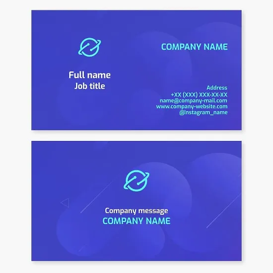 Business card template. Abstract. Planet Saturn. Saturn. God of time, boundaries, and karma. Children's development center. Intellectual club.