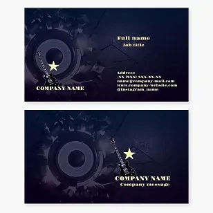Electric guitar, star, speaker | Music themed business card template