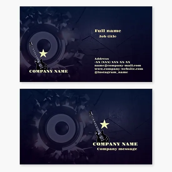 Electric guitar, star, speaker | Music themed business card template
