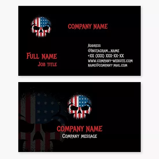 USA. Skull. Business Card Template