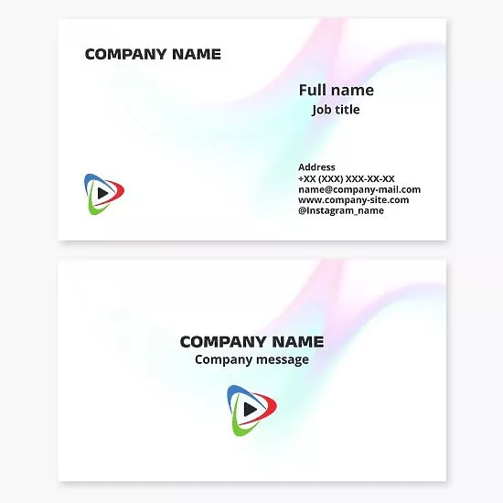 Business card template. Professional event videography. Play button.
