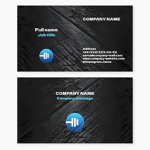 Business card template. Fitness center. Barbell.