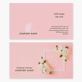 Business card template. Lebel, raising his wings. Women's style, beauty, flowers. Beauty salon.
