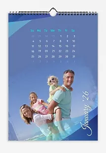 A Happy Family with Two Children calendar template with a nautical theme