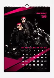 Calendar template Cheerful family of bikers