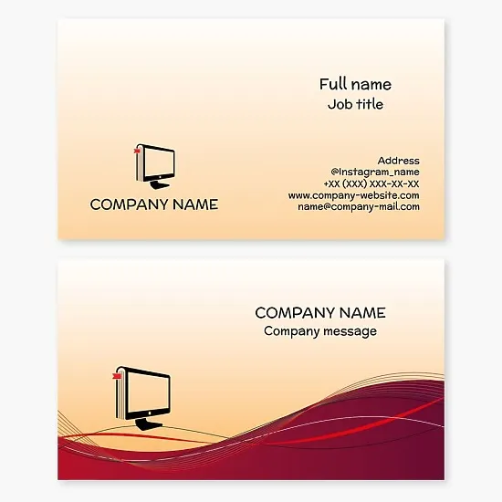 Business card template for ebook. Online learning. Computer literacy courses. Remote tutor. Educational courses.