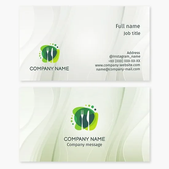 Restaurant | Business Card Template | Cutlery Store | Catering | Vegan Food Restaurant