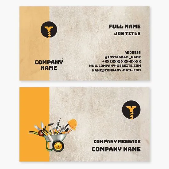 Business card template Repair and construction tools