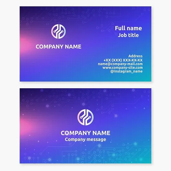 Business card template. Microelectronic devices and instruments. Letter O.