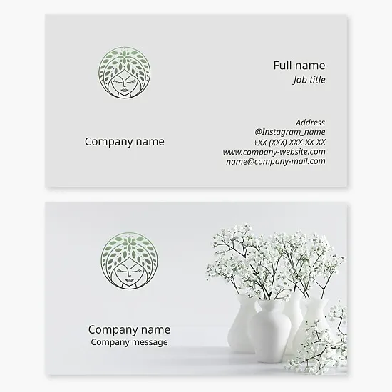 Woman, Flowers, Vase | Home Improvement Store | Flower Bouquets and Plants for Home | Home Decor Business Card Template