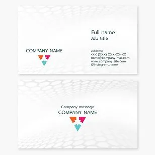 Business card template. Abstract. Triangle, team, development vectors. Technologies.