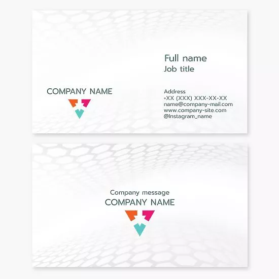 Business card template. Abstract. Triangle, team, development vectors. Technologies.