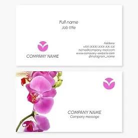 Business card template. Orchid. Letter V.