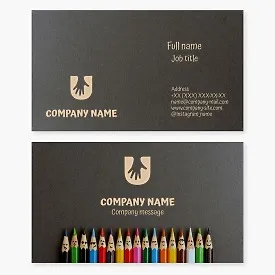 Business card template. Children's center. Care, support, humanity, and unity for children. Children's charity, psychological institution, insurance company, volunteer movement. Letter U.
