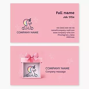 Pink Unicorn Gift Box Business Card 