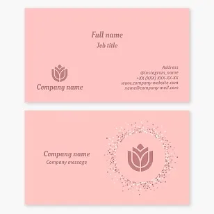 Floral logo business card template. Flower shop. Floral arrangements for events and celebrations. Tulip. Letter U.