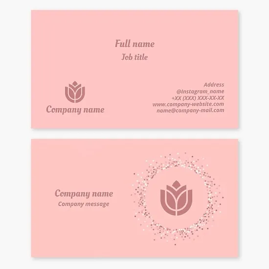 Floral logo business card template. Flower shop. Floral arrangements for events and celebrations. Tulip. Letter U.