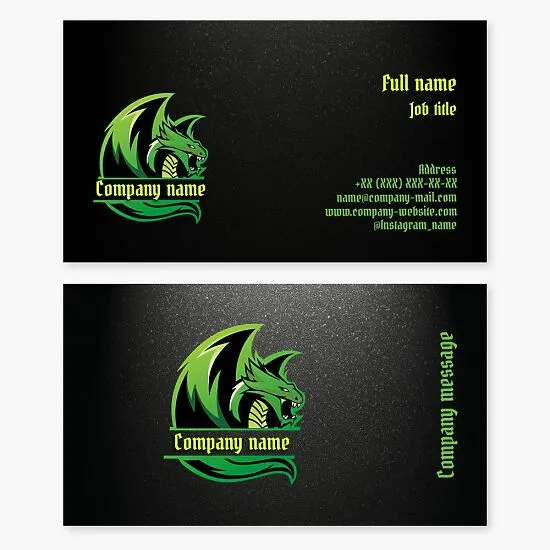 Business card template "Dragon", "Computer games", "Computer club", "Computer games and accessories store"