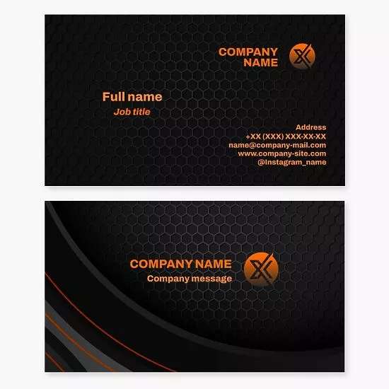 Business card template. Abstract. Circle, letter X, sports team. Sports uniform sewing.