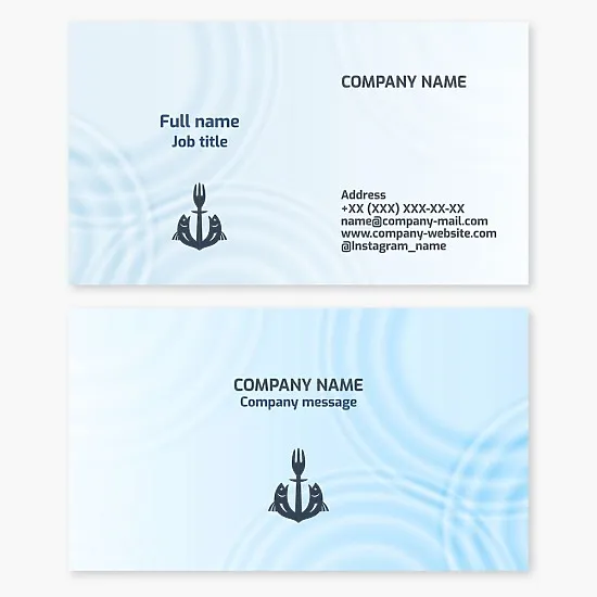 Business card template. Fish restaurant, cafe. Fish catch and supply.