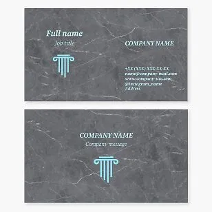 Business card template. Capital, Roman column. Law firm. Attorney, lawyer, defense attorney.