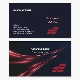 Generic business card template. Movement, energy, letter E.
