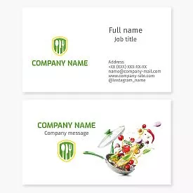 Business card template. Canteen, cafe, fast food establishment.