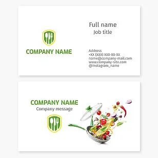 Business card template. Canteen, cafe, fast food establishment.