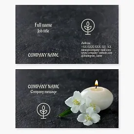 Business card template. Flower shop. Landscaping. Floral decor for home and office. Letter O.