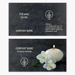 Business card template. Flower shop. Landscaping. Floral decor for home and office. Letter O.