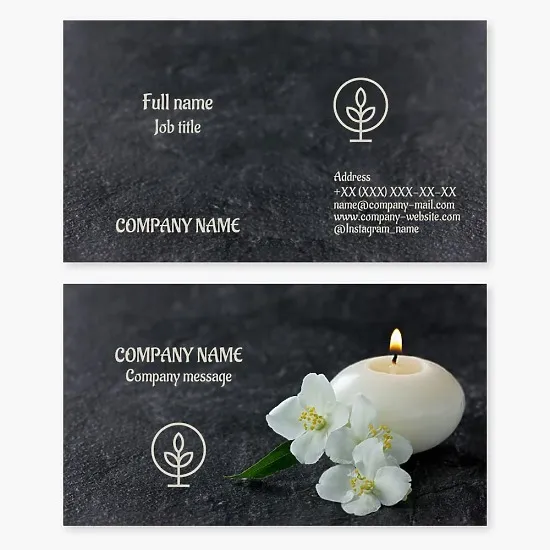 Business card template. Flower shop. Landscaping. Floral decor for home and office. Letter O.