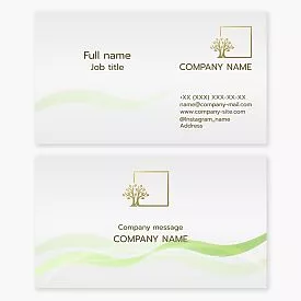 Business card template. Landscaping of courtyards and streets. Tree, bush, square.